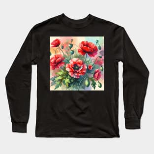 Red Poppy Flower Long Sleeve T-Shirt